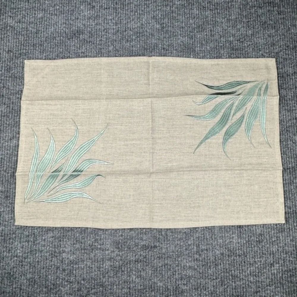 Viabrava 100%‎ Linen Embroidered Placemats Napkins 18 Pieces Botanical Tropical